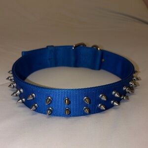 XL Blue Nylon Spiked Dog Collar
